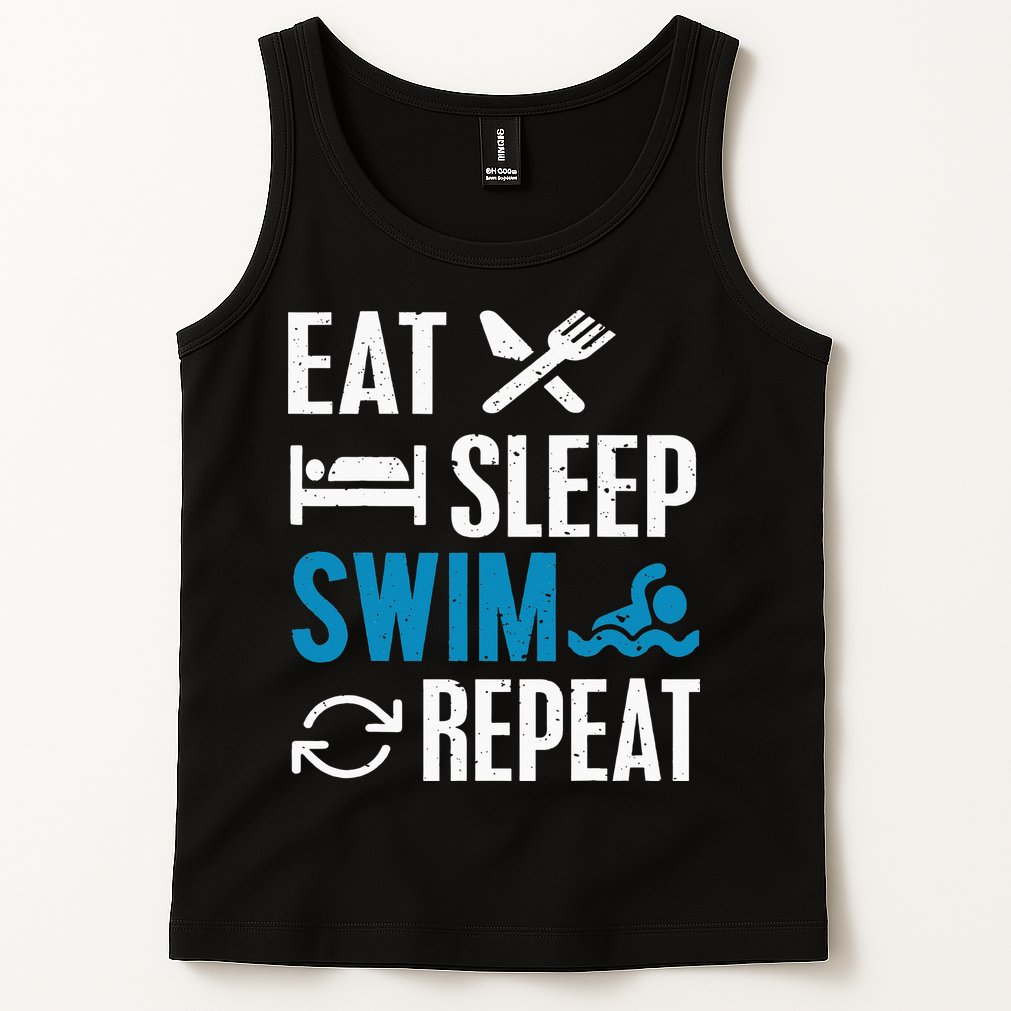 Eat Sleep Swim Repeat funny Swimming Lovers Tank Top
