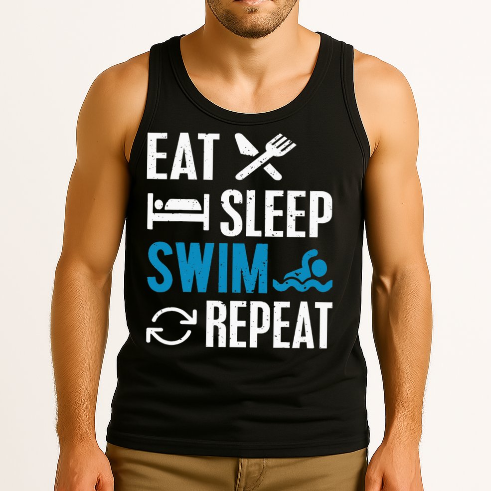 Eat Sleep Swim Repeat funny Swimming Lovers Tank Top