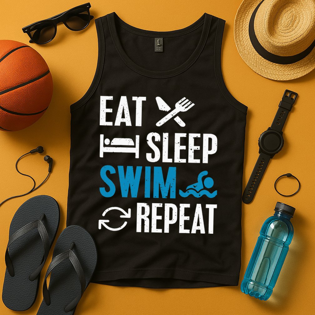 Eat Sleep Swim Repeat funny Swimming Lovers Tank Top
