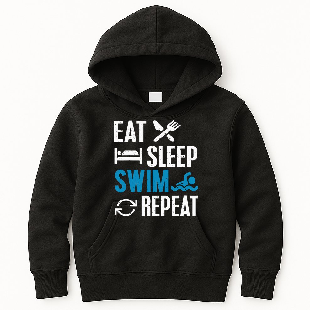 Eat Sleep Swim Repeat funny Swimming Lovers Kids Hoodie