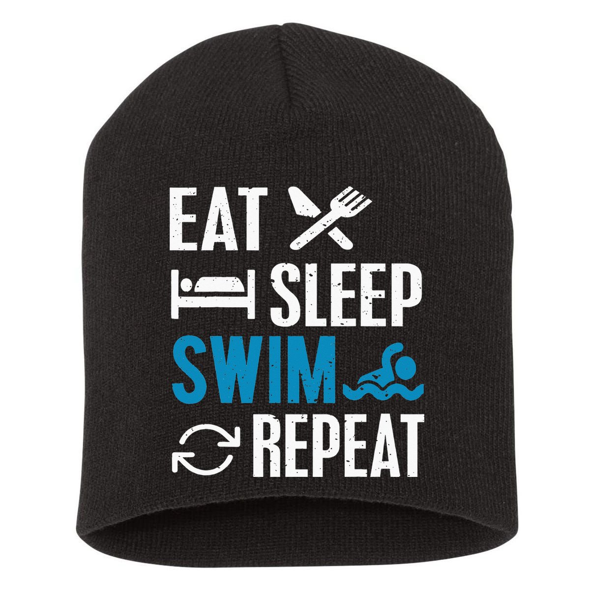 Eat Sleep Swim Repeat funny Swimming Lovers Short Acrylic Beanie