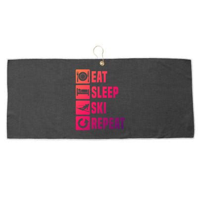 Eat Sleep Ski Repeat Ladies Ski Gift Large Microfiber Waffle Golf Towel