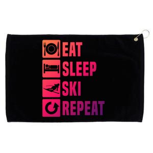 Eat Sleep Ski Repeat Ladies Ski Gift Grommeted Golf Towel