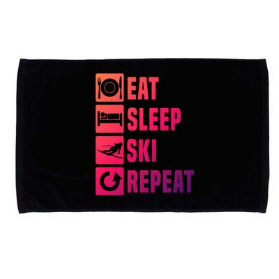 Eat Sleep Ski Repeat Ladies Ski Gift Microfiber Hand Towel