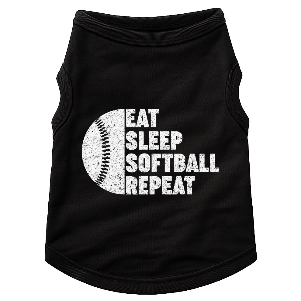 Eat Sleep Softball Repeat Teens Kids Men Women Doggie Tank