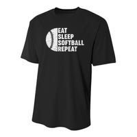 Eat Sleep Softball Repeat Teens Kids Men Women Youth Performance Sprint T-Shirt