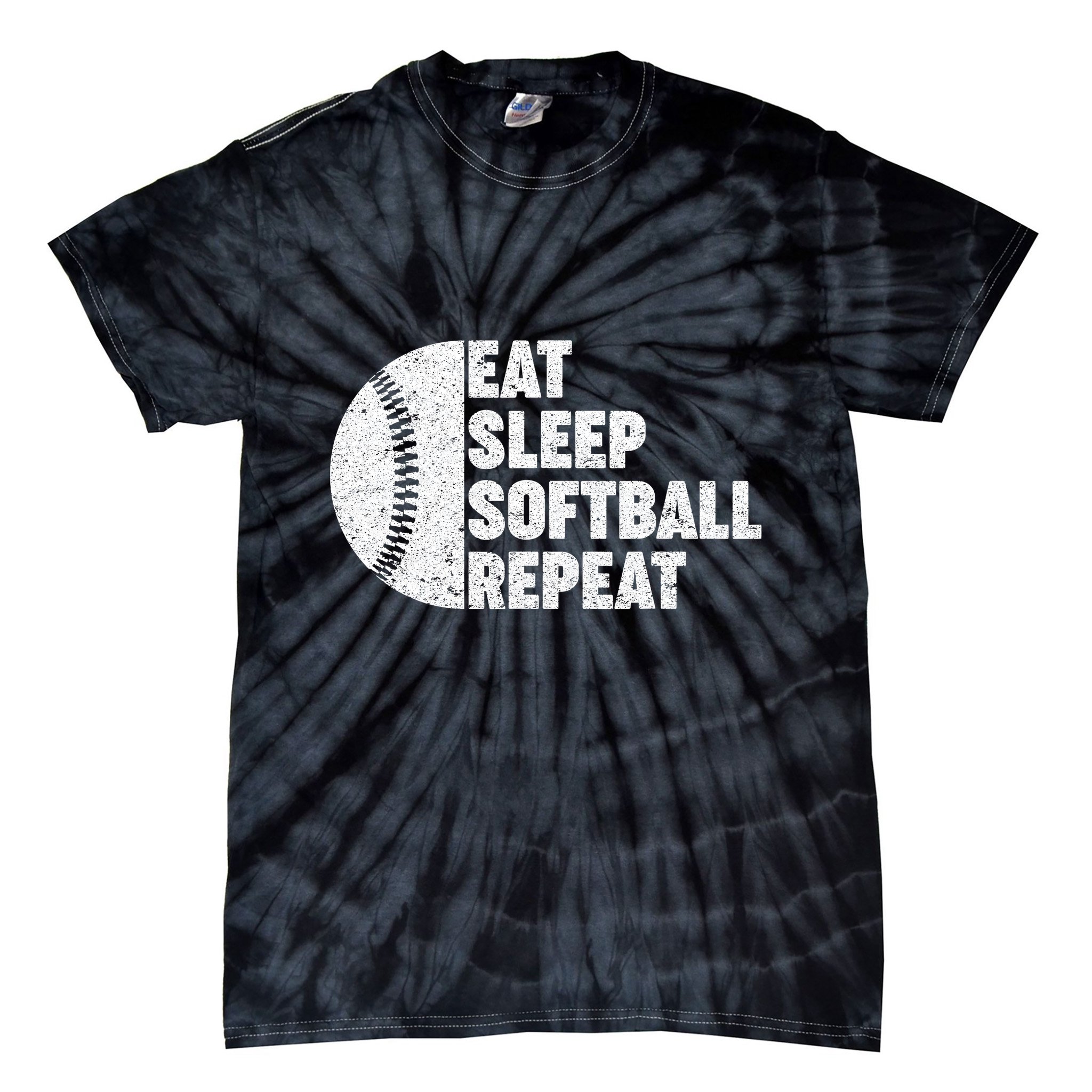 Eat Sleep Softball Repeat Teens Kids Men Women Tie-Dye T-Shirt