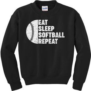 Eat Sleep Softball Repeat Teens Kids Men Women Kids Sweatshirt