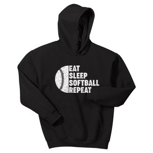 Eat Sleep Softball Repeat Teens Kids Men Women Kids Hoodie