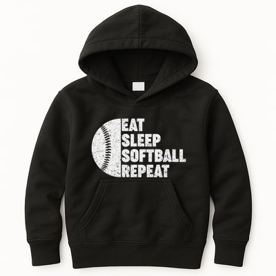 Eat Sleep Softball Repeat Teens Kids Men Women Kids Hoodie