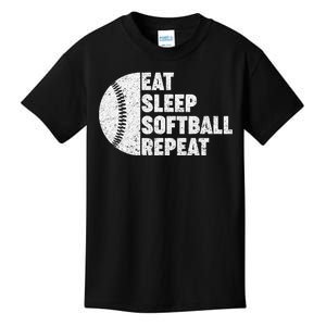 Eat Sleep Softball Repeat Teens Kids Men Women Kids T-Shirt