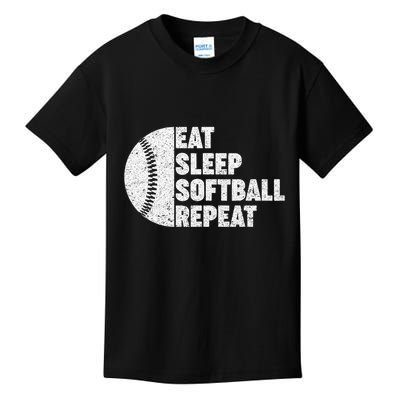 Eat Sleep Softball Repeat Teens Kids Men Women Kids T-Shirt