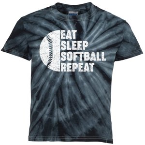 Eat Sleep Softball Repeat Teens Kids Men Women Kids Tie-Dye T-Shirt