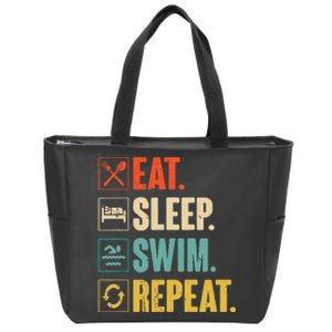 Eat Sleep Swim Repeat Swimming Swimmer Gift Zip Tote Bag