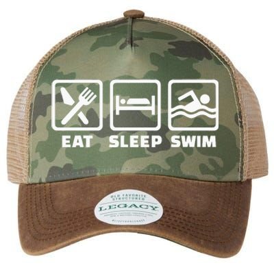 Eat sleep swim Legacy Tie Dye Trucker Hat