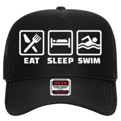 Eat sleep swim High Crown Mesh Back Trucker Hat