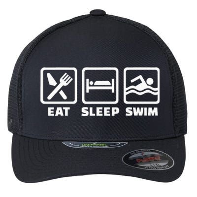 Eat sleep swim Flexfit Unipanel Trucker Cap