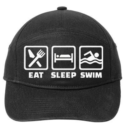 Eat sleep swim 7-Panel Snapback Hat