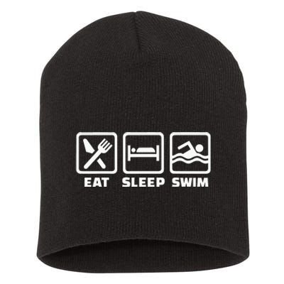 Eat sleep swim Short Acrylic Beanie