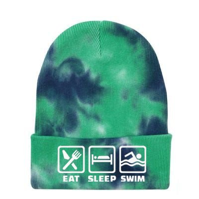 Eat sleep swim Tie Dye 12in Knit Beanie