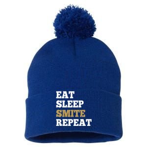 Eat Sleep Smite Repeat Gift For Rpg Roleplaying Gamers Pom Pom 12in Knit Beanie