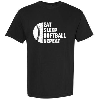 Eat Sleep Softball Repeat Teens Girl Women Garment-Dyed Heavyweight T-Shirt