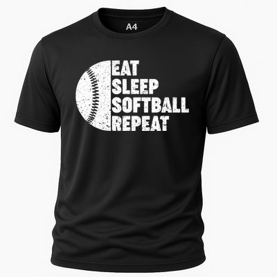 Eat Sleep Softball Repeat Teens Girl Women Cooling Performance Crew T-Shirt