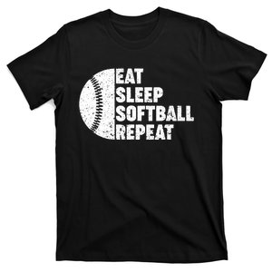 Eat Sleep Softball Repeat Teens Girl Women T-Shirt