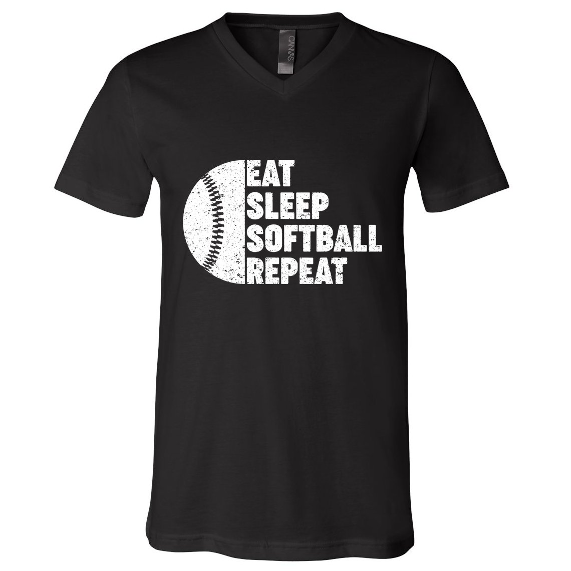 Eat Sleep Softball Repeat Teens Girl Women V-Neck T-Shirt
