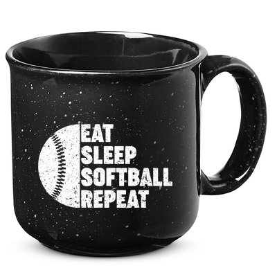 Eat Sleep Softball Repeat Teens Girl Women 15oz Campfire Ceramic Mug