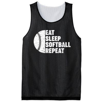 Eat Sleep Softball Repeat Teens Girl Women Mesh Reversible Basketball Jersey Tank