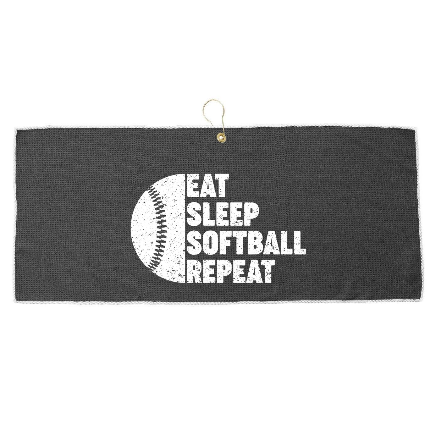 Eat Sleep Softball Repeat Teens Girl Women Large Microfiber Waffle Golf Towel