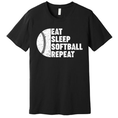 Eat Sleep Softball Repeat Teens Girl Women Premium T-Shirt