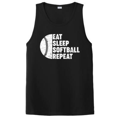 Eat Sleep Softball Repeat Teens Girl Women PosiCharge Competitor Tank