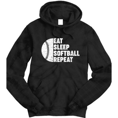 Eat Sleep Softball Repeat Teens Girl Women Tie Dye Hoodie