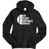 Eat Sleep Softball Repeat Teens Girl Women Tie Dye Hoodie