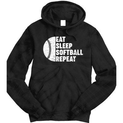 Eat Sleep Softball Repeat Teens Girl Women Tie Dye Hoodie