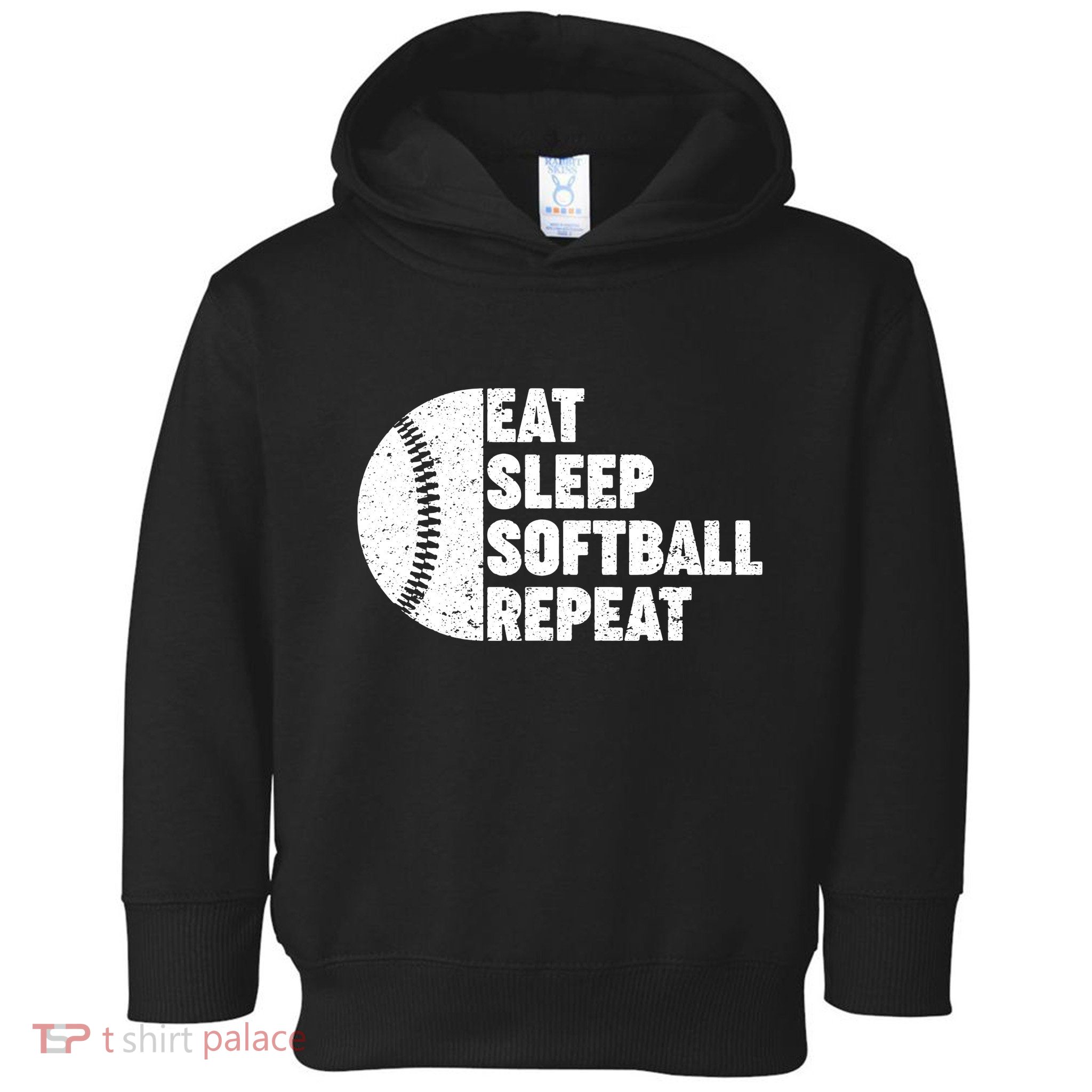 Eat Sleep Softball Repeat Teens Girl Women Toddler Hoodie