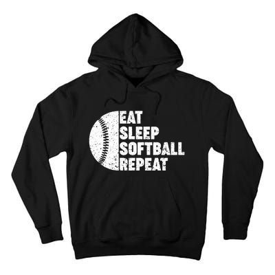 Eat Sleep Softball Repeat Teens Girl Women Tall Hoodie