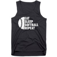 Eat Sleep Softball Repeat Teens Girl Women Tank Top