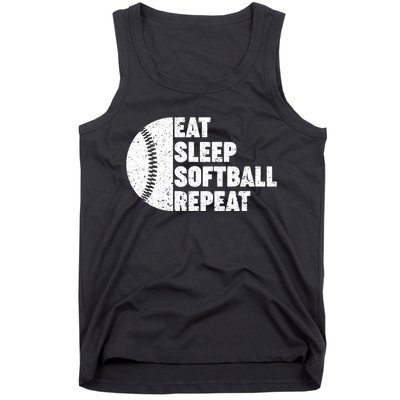 Eat Sleep Softball Repeat Teens Girl Women Tank Top