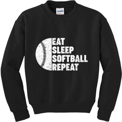 Eat Sleep Softball Repeat Teens Girl Women Kids Sweatshirt