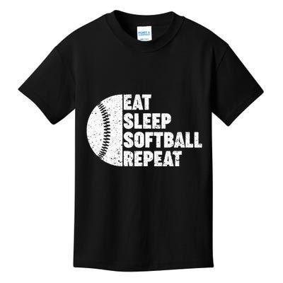 Eat Sleep Softball Repeat Teens Girl Women Kids T-Shirt