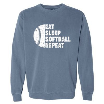 Eat Sleep Softball Repeat Teens Girl Women Garment-Dyed Sweatshirt