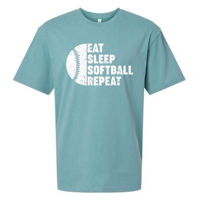 Eat Sleep Softball Repeat Teens Girl Women Sueded Cloud Jersey T-Shirt