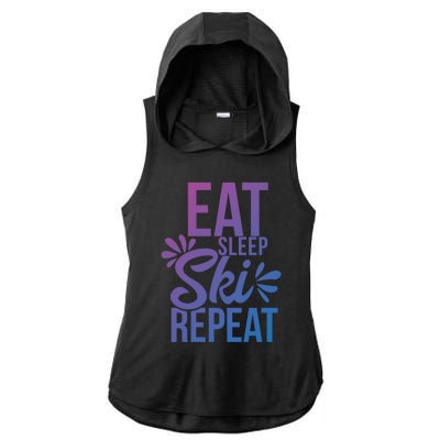 Eat Sleep Ski Repeat Motivational Gift Ace058b Great Gift Ladies PosiCharge Tri-Blend Wicking Draft Hoodie Tank