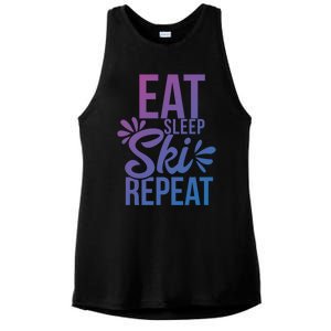 Eat Sleep Ski Repeat Motivational Gift Ace058b Great Gift Ladies PosiCharge Tri-Blend Wicking Tank