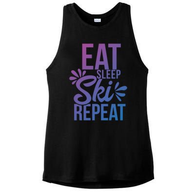 Eat Sleep Ski Repeat Motivational Gift Ace058b Great Gift Ladies PosiCharge Tri-Blend Wicking Tank