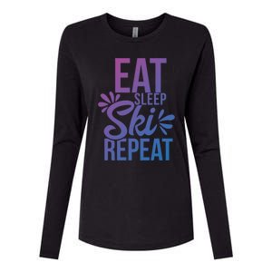 Eat Sleep Ski Repeat Motivational Gift Ace058b Great Gift Womens Cotton Relaxed Long Sleeve T-Shirt