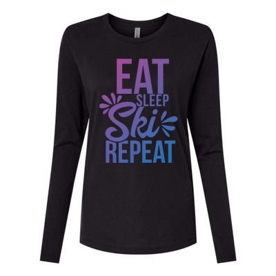 Eat Sleep Ski Repeat Motivational Gift Ace058b Great Gift Womens Cotton Relaxed Long Sleeve T-Shirt